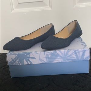 Charles Albert blue denim flats. Rarely worn